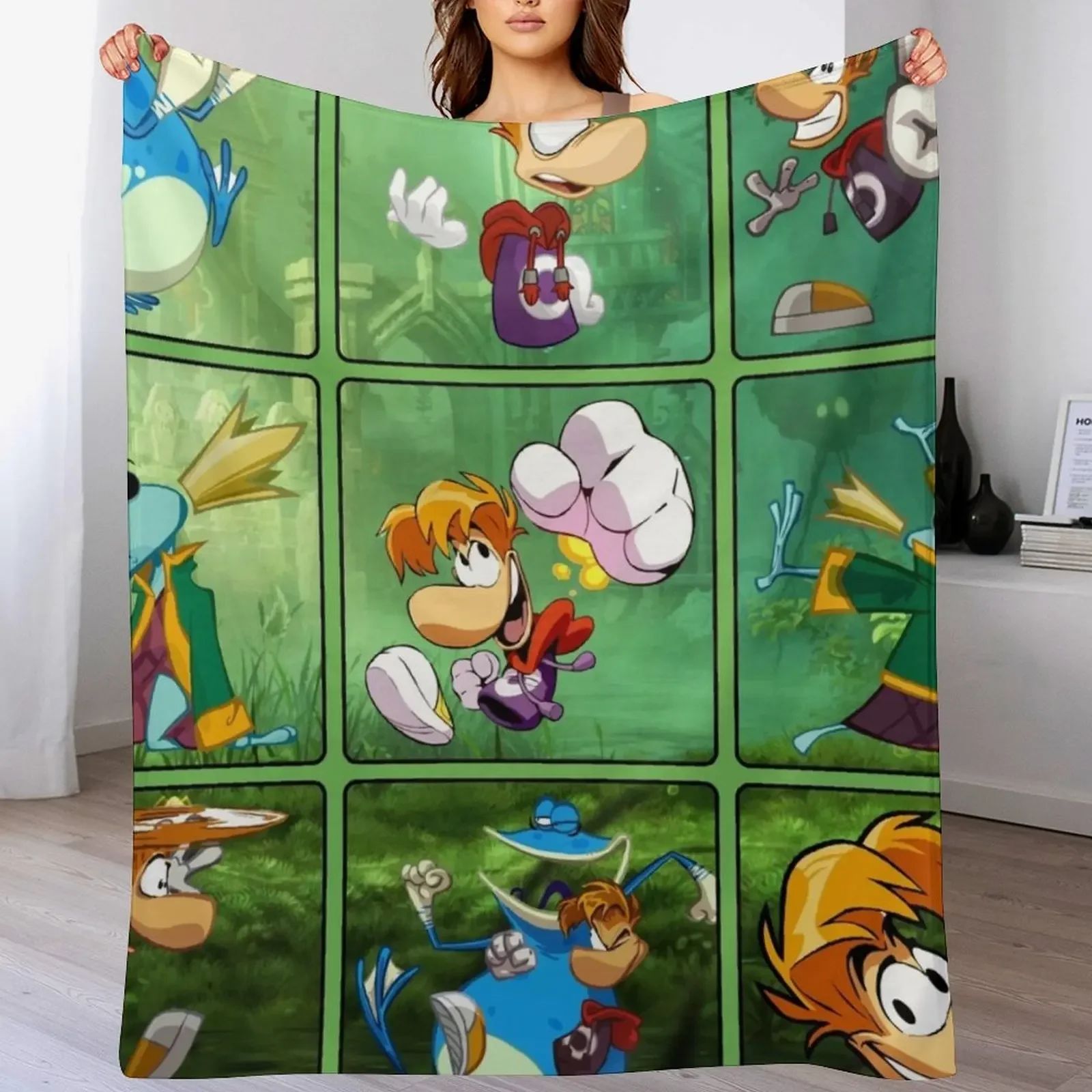 

Rayman characters squares Throw Blanket decorative Single Blankets