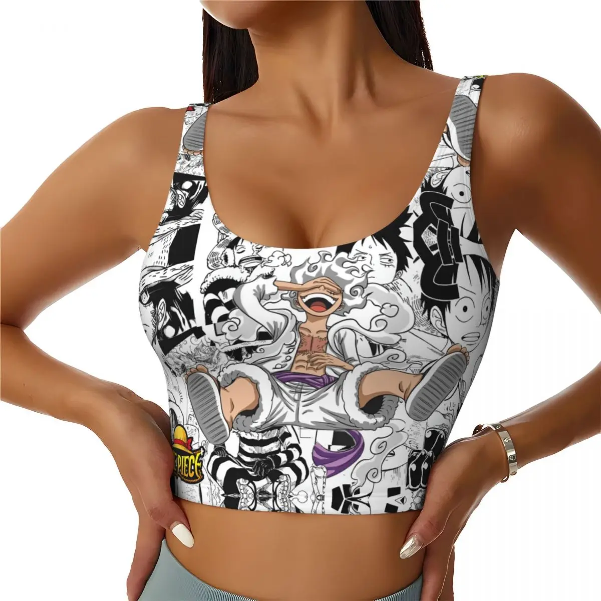 

Custom Monkey D. Luffy Anime One Piece Workout Crop Tank Tops for Women Seamless Running Yoga Sports Bras