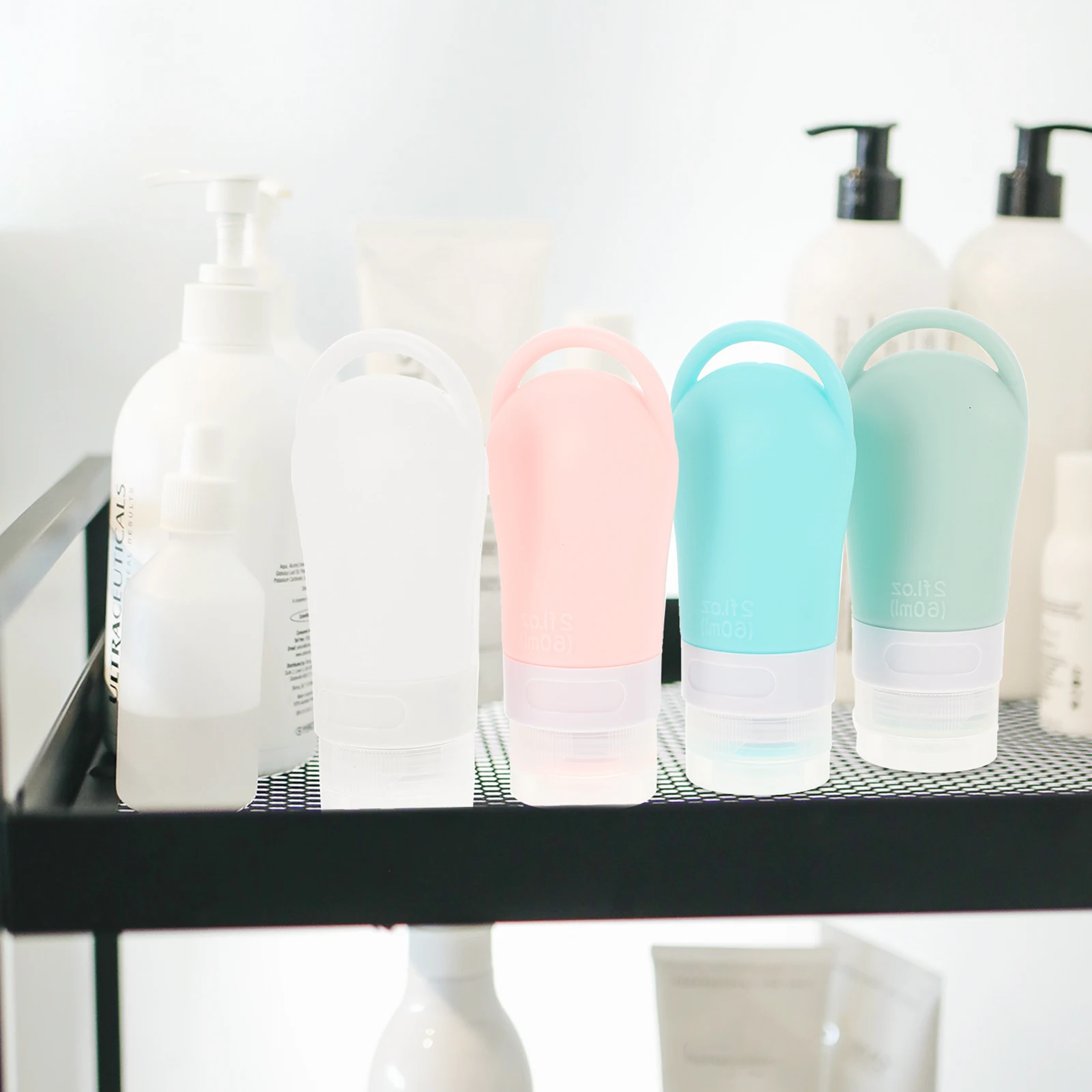 

4pcs Silicone Travel Bottles Portable Toiletries Containers Reusable Empty Bottles Lightweight Durable Refillable Containers