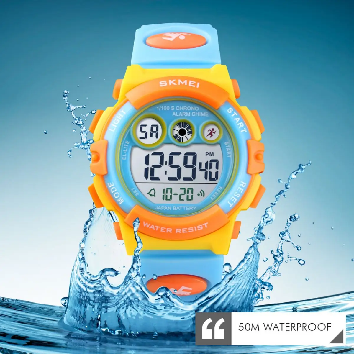 SKMEI Chrono Waterproof Colorful Sports Kids Digital Watches Energetics Dial Design Alarm Children's Wristwatch Relogio Infantil
