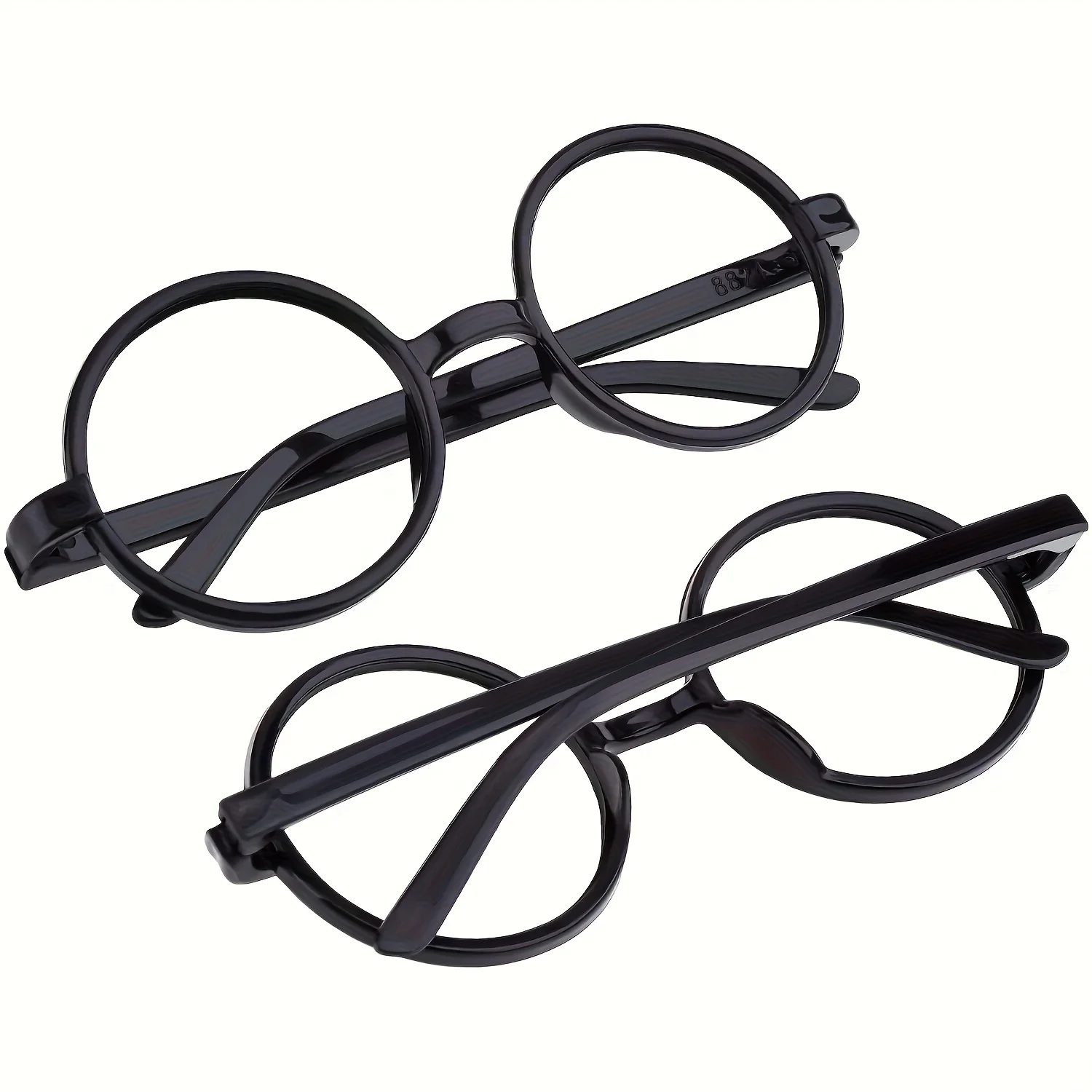5pcs Black Plastic Round Frame Glasses, No Lenses, Suitable As Detective Costume Additions, Theme Party Outfits