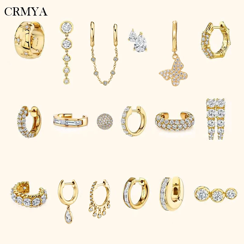 CRMYA Gold Filled Silver Color Hoop Earrings For Women Stud Earring Zircon Piercing Drop Earings Personalized Jewelry Wholesale