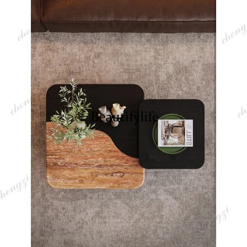 Natural, combined high-end sense size coffee table modern Italian living room paint square side table