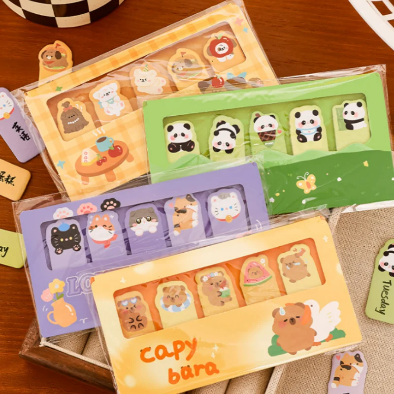 40pcs/lot Kawaii Cat Capybara Animal Index Memo Pad Cute Panda N Times Stationery Label Notepad Bookmark Post School Supplies