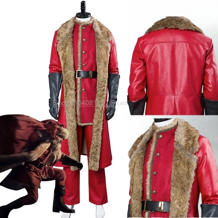 Kurt Russell Christmas Cosplay Costume Movie Christmas Chronicles Red Full Set Leather Suit Gloves Man Holloween Party Roleplay