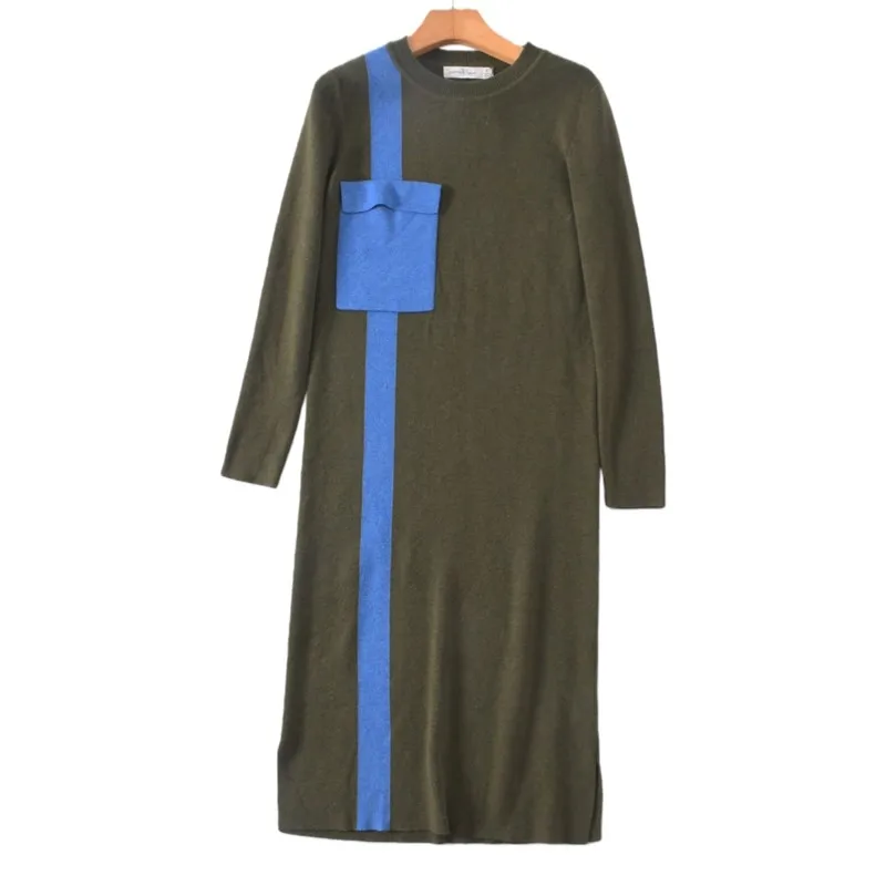 

Ele Lazy Sle Straight Knitted Woolen Dr Base Layer Sweater Long Dr Autumn Winter Women's Faion Simple Classy