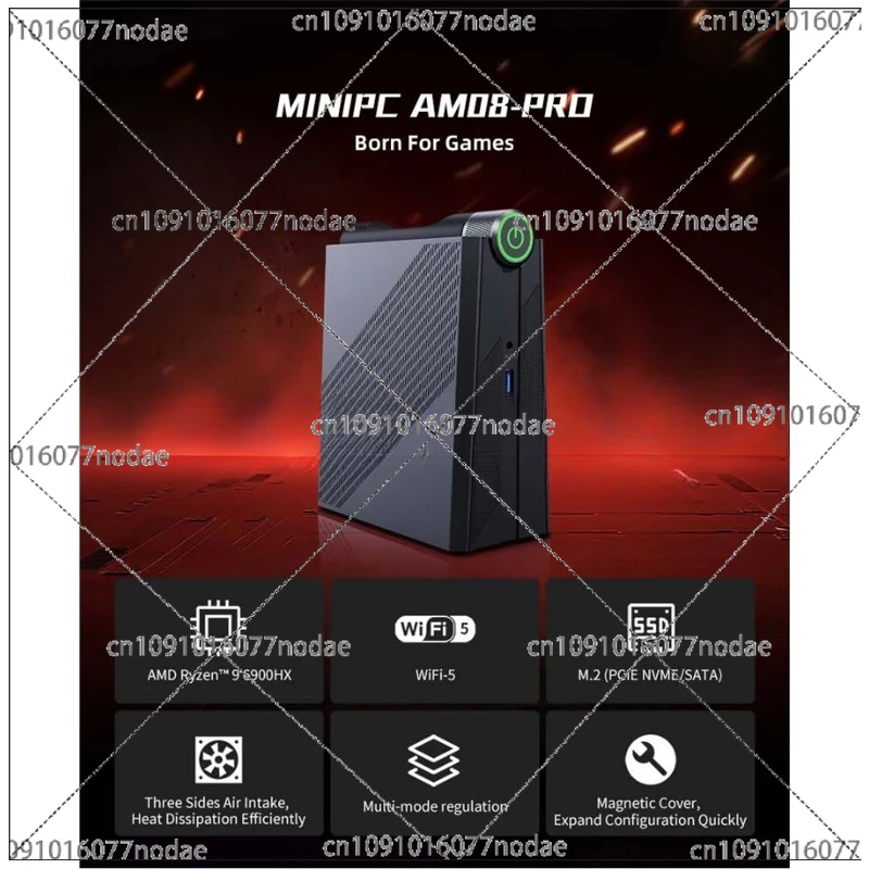 AM08 PRO Gaming MINI PC Computer Ryze N 9 6900HX DDR5*2 4800Mhz 32G/64G 512G 1TB M.2 2280 NVME/ NGFF Stand Up Mini PC