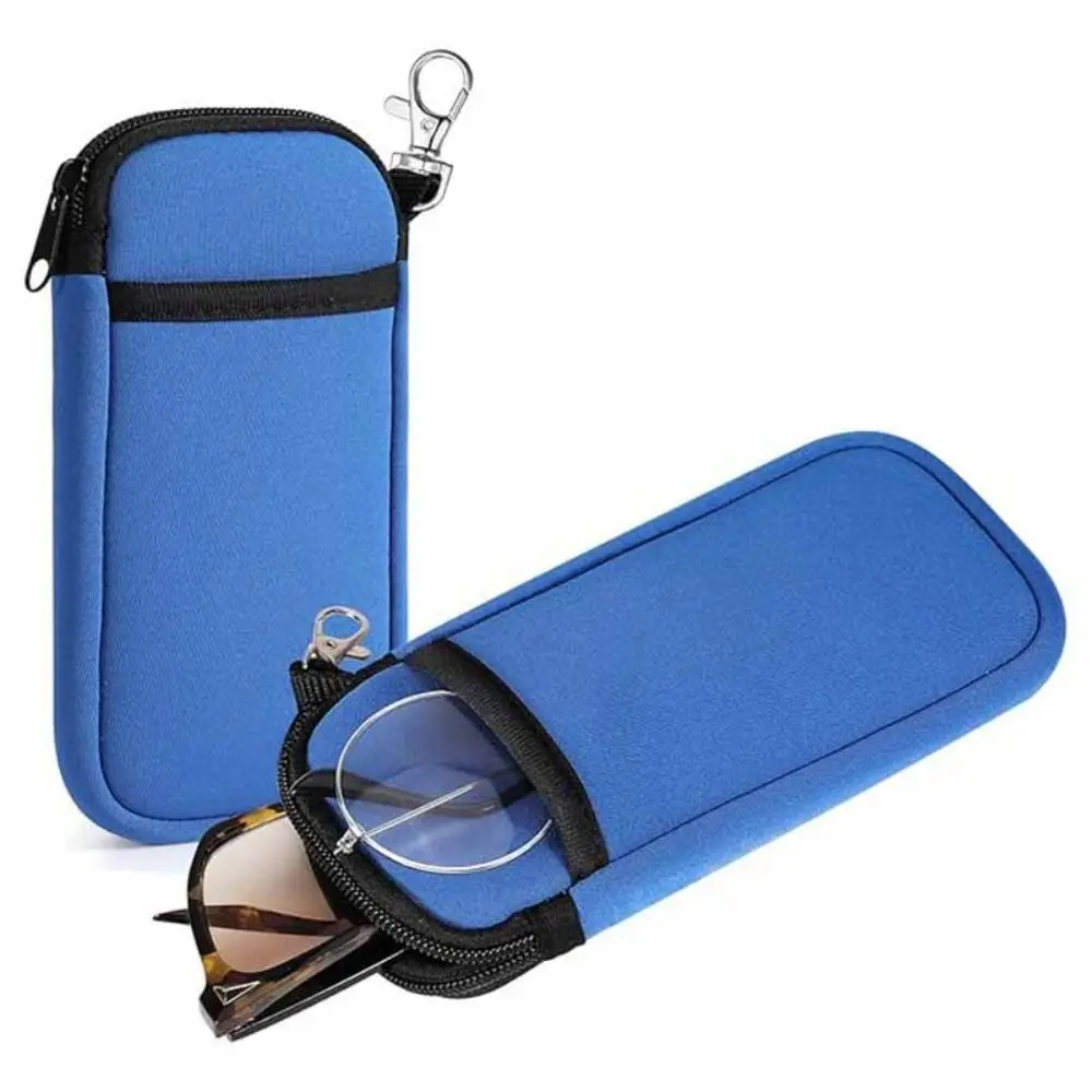 

Soft Portable Glasses Case Portable with Buckle Zipper Phone Bag Wear-resistant Ultralight Eyeglass Pouch Mobile Phone Storage