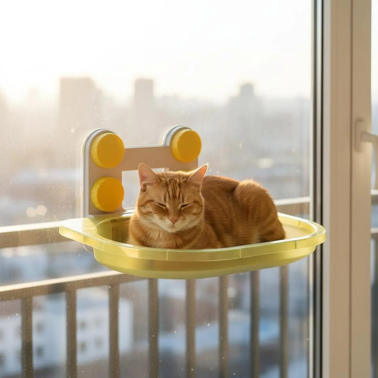 Suction Cup Feline Bed Sunbathing Suction Cup Feline Feline Perch Pet Furniture Space-Saving Transparent for Cats