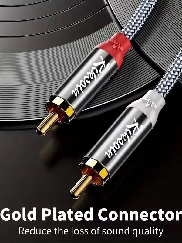 RIKSOIN RCA-Kabel, 2RCA zu 2RCA Stereo-Audiokabel, geschirmtes geflochtenes Design für Heimkino, Fernseher, Verstärker, Hi-Fi-Systeme – Detail 2