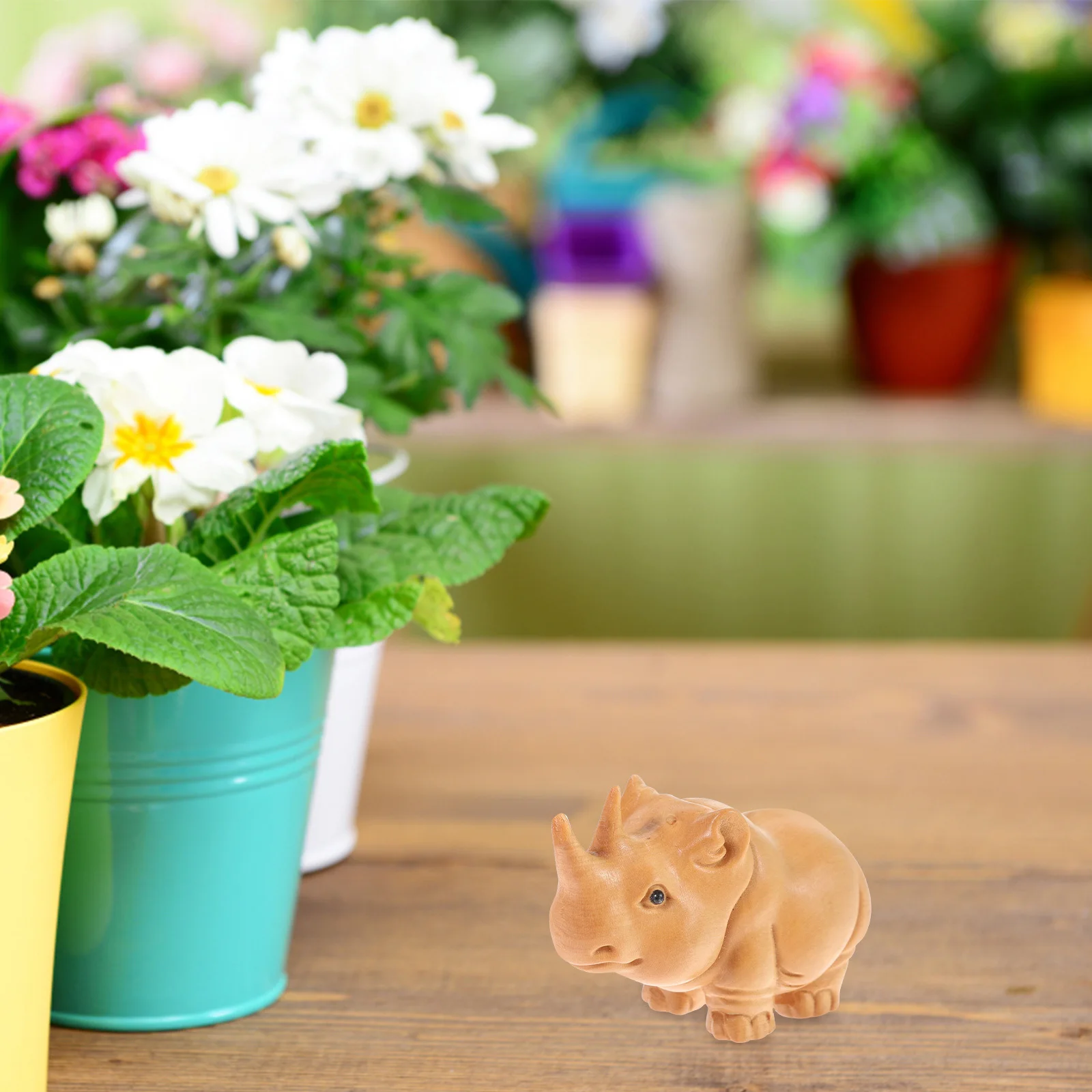 

Boxwood Rhino Handheld Plaything Delicate Carved Desktop Decor Smooth Polished Wooden Tea Pet Retro Style Ornament