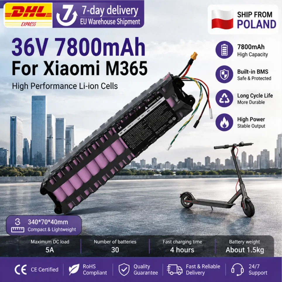 Batterie Li-ion 36V 7800mAh 10S3P, étanche, avec communication Bluetooth, batterie de remplacement pour scooter, spéciale pour Xiaomi M365 M365 Pro, batterie au lithium avec protection BMS