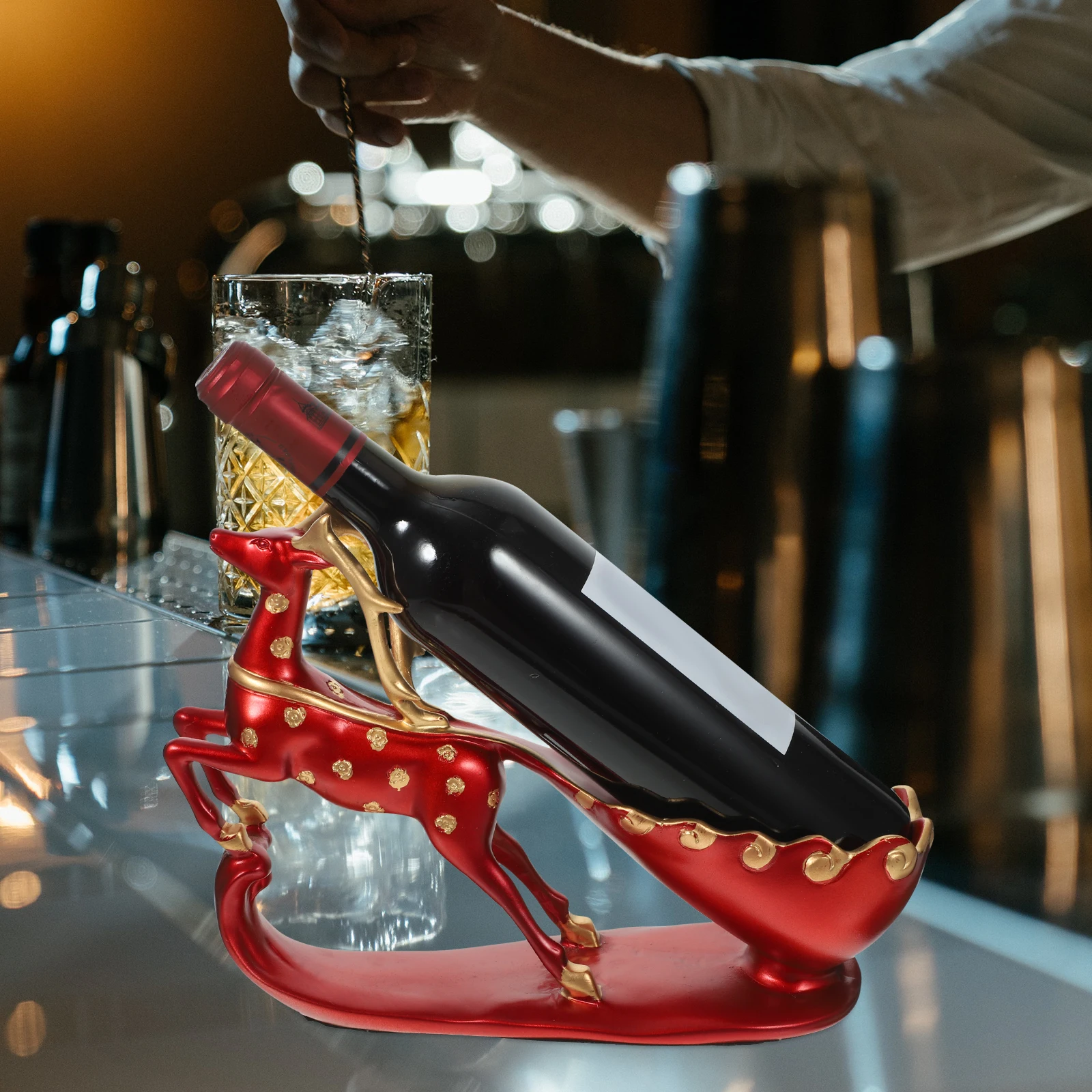 

1Pcs Delicate Deer Adornment Red Wine Stand Practical Wine Holder for Restaurants Leisure Clubs Hotels Creative Deer Rack