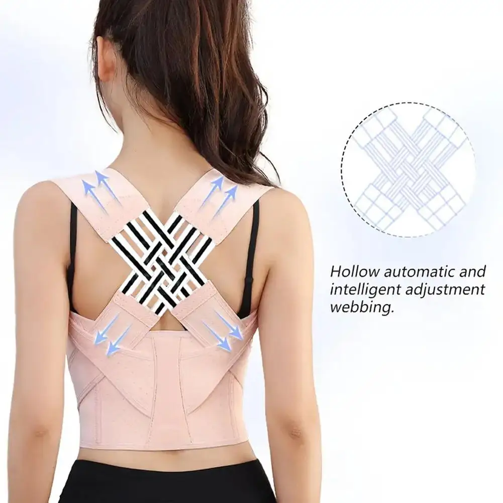 Pink Adult Posture Corrector Belt Breathable Back Correction Strap Women Men Back Support Sitting Position Correction Tool