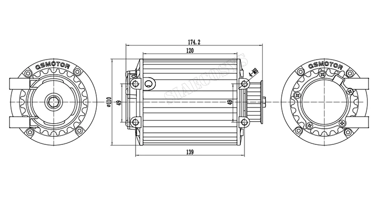 QSMOTOR QS90 1000W 72V 55KPH 428 Sprocket Mid Drive Motor Kits With EM50SP Controller For Electric Scooter 2