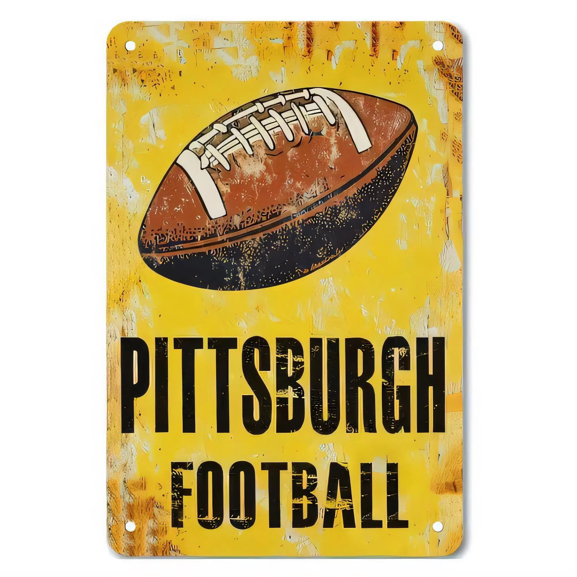 Tin Sign Football Pitsburgh Steelers Style Retro Metal Wall Decor   Vintage Rustic Aluminum Plaque for Bar Man Cave Sports Fa