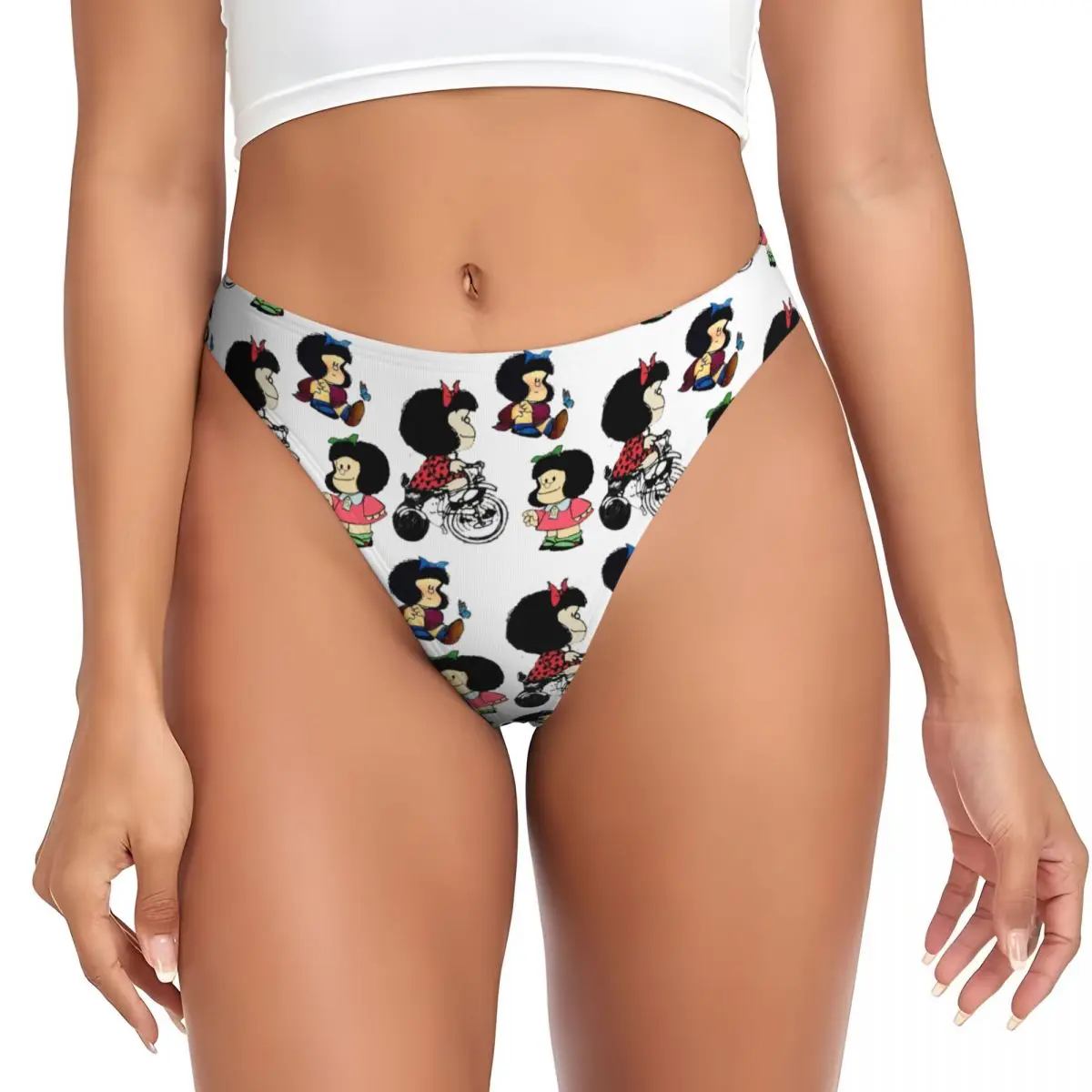 Personalizado engraçado mafalda quino quadrinhos 0 g-string calcinha sexy respirável feminino estiramento tangas conforto roupa interior