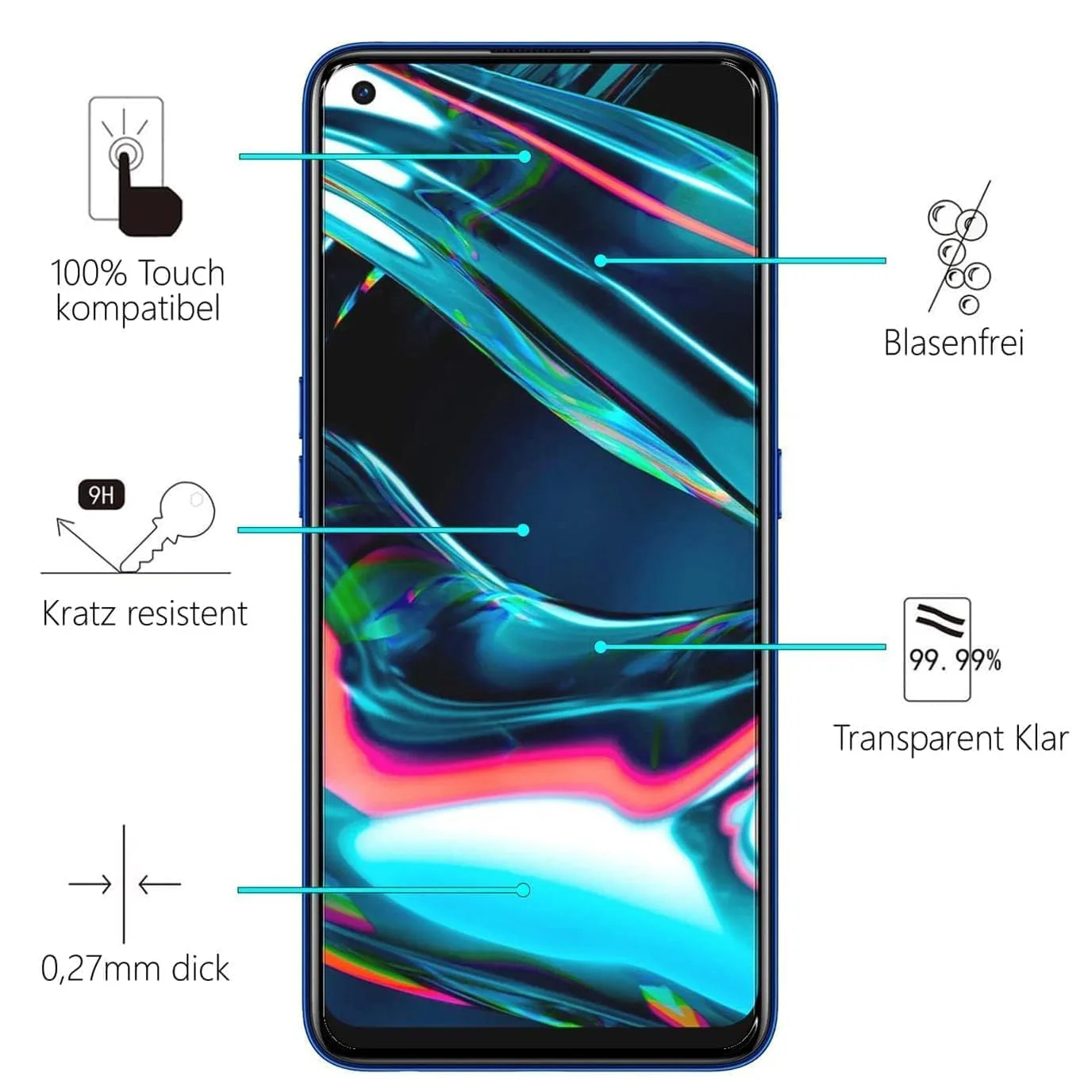 3PCS Full Cover Gehärtetes Glas für Realme 6 6s 7 8 9 5G 10 Pro 4G Displayschutzfolie auf Realme 10S 10T 9i 8i 7i 12X 9H Glas – Detail 5