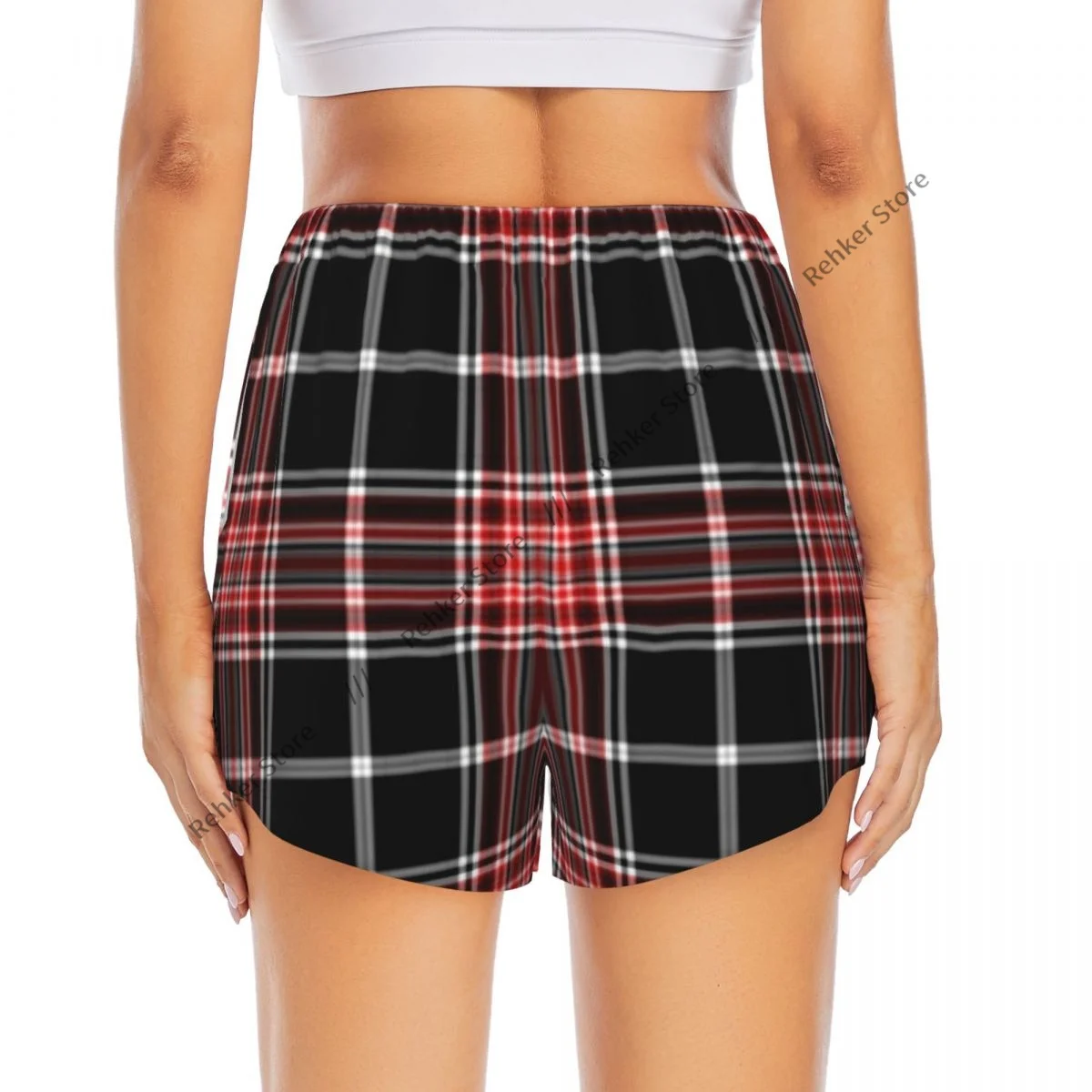 Nostalgic Striped Plaid Women's Double Layered Quick-Dry Athletic Shorts for Outdoor Leisure Running Fitness Workout Sport