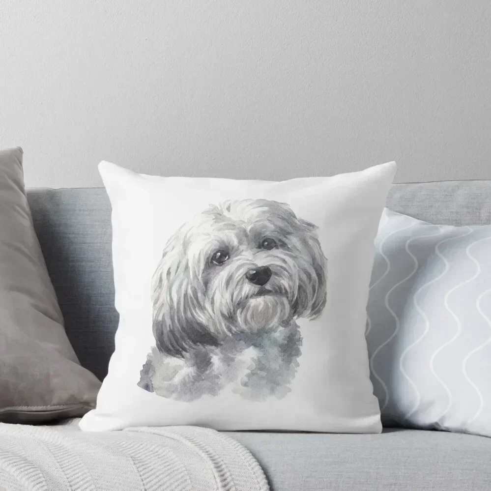 Cute White Havanese Watercolor Art Throw Throw Pillow New year Christmas Throw Pillows Covers pillow