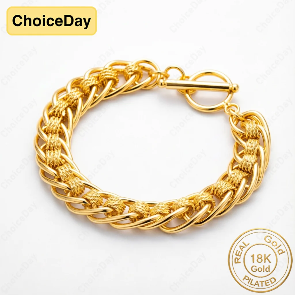 18K Gold Plated Exquisite Woven OT Buckle Bracelet for Men and Women, Party Accessories, Fashion Gifts