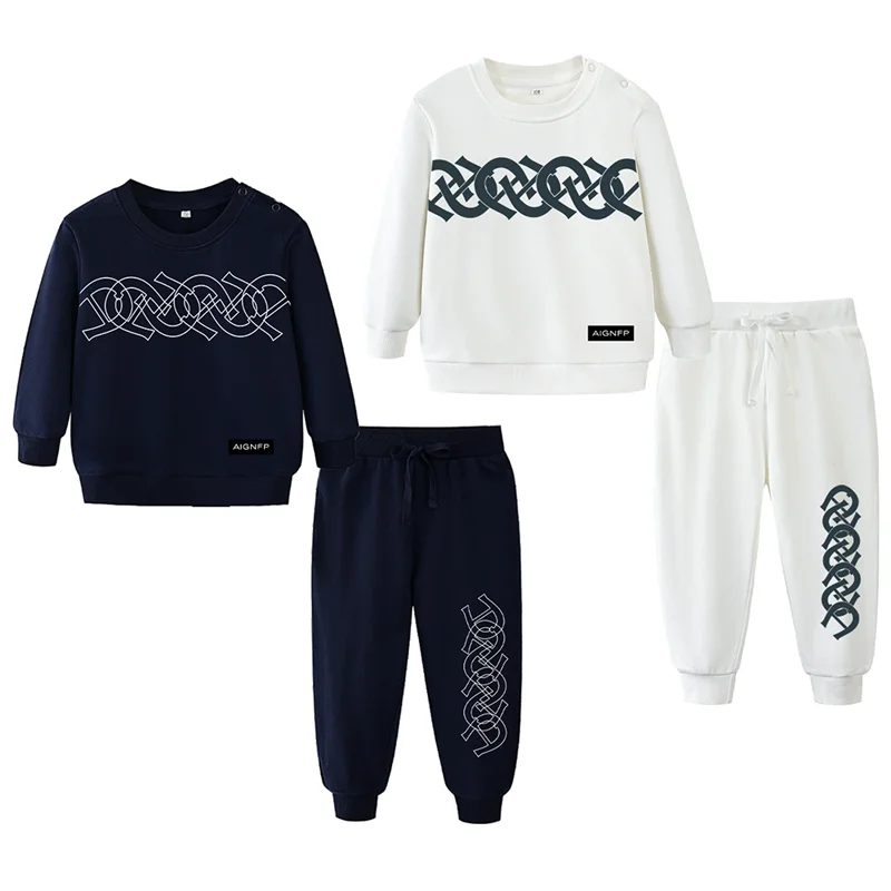 fashion Newborn set sweatshirt winter Geometric printing long sleeves pants 2pcs sets pullover baby hoodie casual Toddler wear