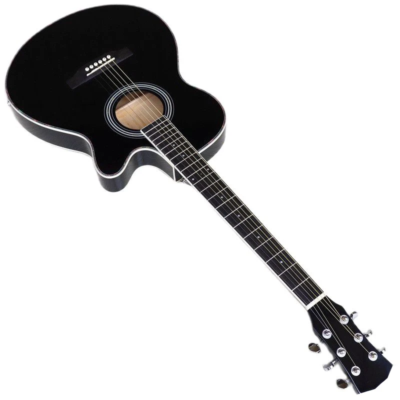 Thin Body Acoustic Electric Guitar Beginner Guitar with Free Gig Bag Free String Black Natural Sunburst White Color