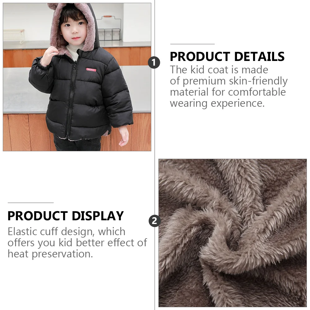 

1Pcs Lamb Wool Padded Kid Winter Coat Ear Hood Thickened Cotton Warm Clothes Casual Outdoor Children Clothing Cotton Coat
