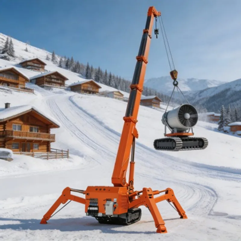 2 Ton Diesel Spider Crane Crawler Crane Mini Crane Telescopic Boom Wireless Remote for Narrow Space Lifting Work
