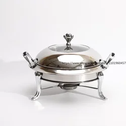 Silver/ Gold Chafing Dish Stainless Steel Round Durable Buffet Warmer Tray Durable Frame with Lid and Chafing Fuel Holder