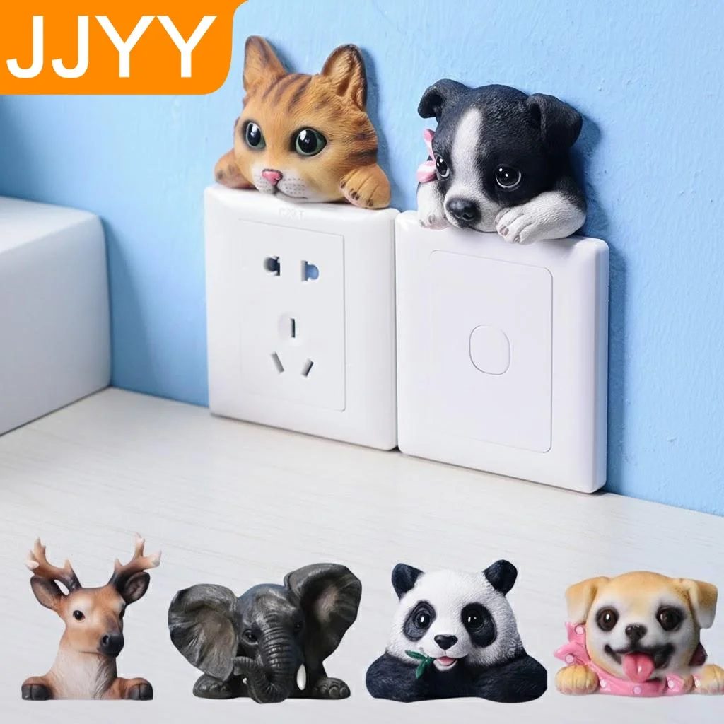 Wandaufkleber aus Kunstharz, Tier-Aufkleber, Heimdekoration, Cartoon-Hund, Katze, Rentier, Elefant, Panda, Raumdekoration, selbstklebende Kunst