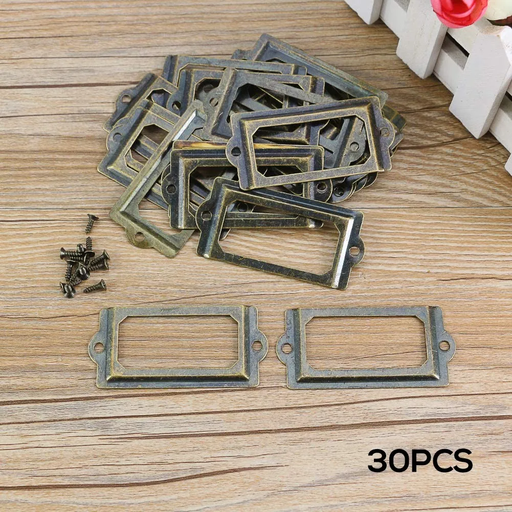 

30 Pieces Drawer Tag Holders with Screws for Cabinet Filing Jewelry Boxes Wine Cellar and Multiple Storage Solutions