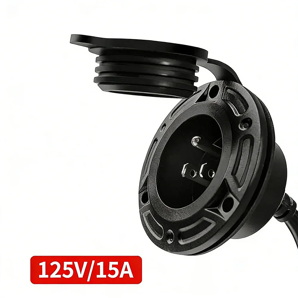 RV Power Socket 15A-125V Inlet Flush Mount With 3 Screws 5-IN-1 Adapter 1-15P Compatible As Shown In The Figure