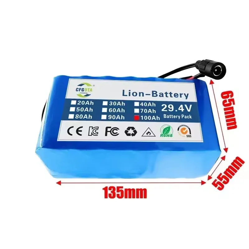 NEW 29.4V 100Ah 7s3p 18650 battery lithium battery Suitable for 24V-29.4V motors Lithium ion Battery pack + 2A Charger