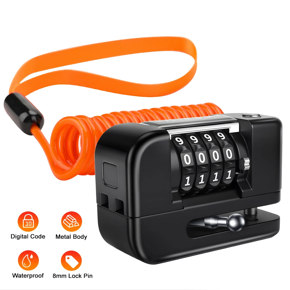 

Disc Brake Lock Combination Anti Theft Security Aluminum Alloy Brake Wheel Lock for Motorcycles Bikes Scooters