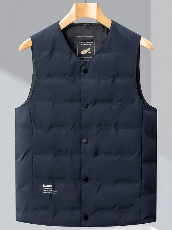 

Мужской легкий пуховый жилет с V-образным вырезом, зимний, теплый, повседневный, свободного кроя, с наполнителем, из полиэфирного волокна, в деловом стиле, для ежедневной носки
