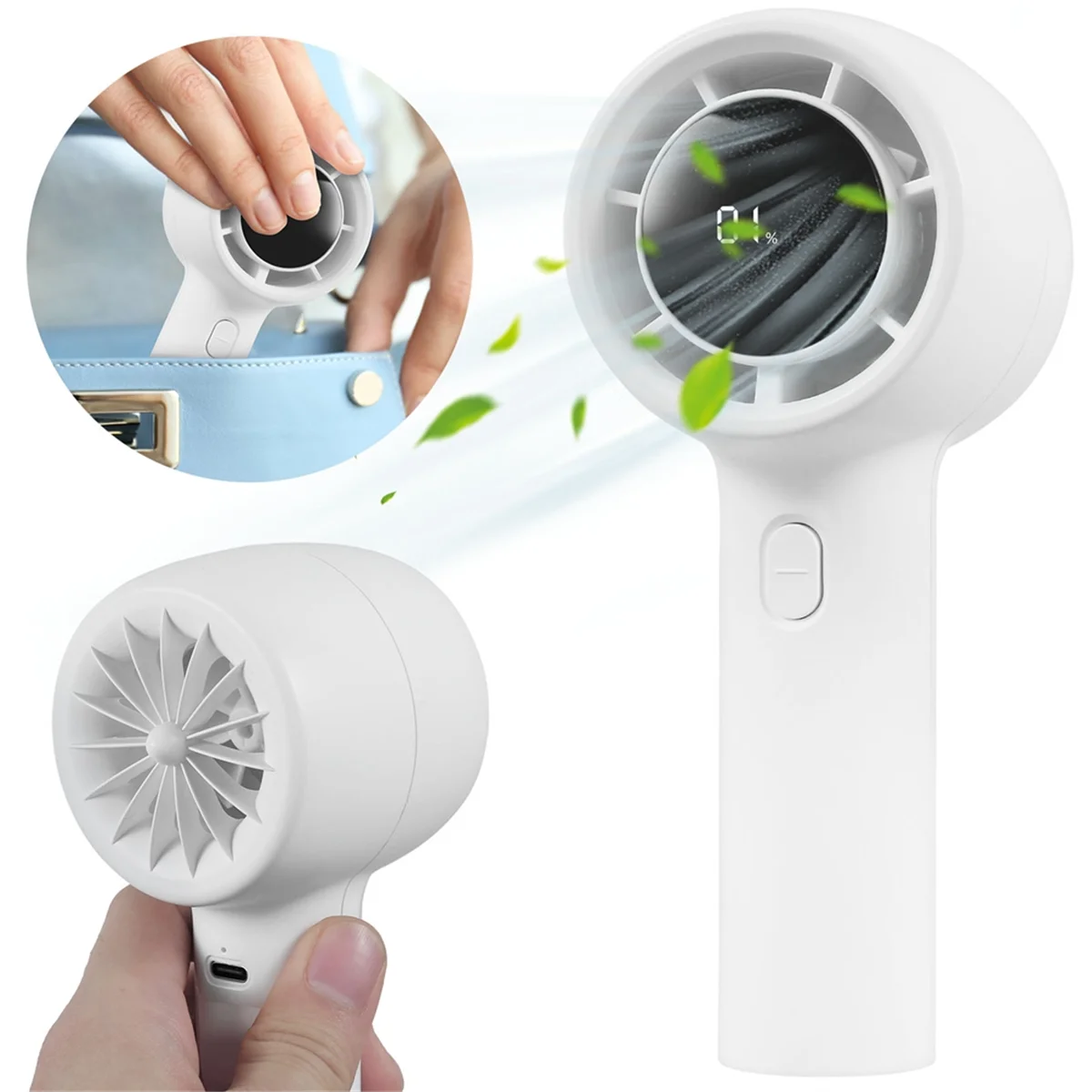 Handheld Portable High Wind Long-Lasting Desktop Silent Small Fan 3-Speed Charging Fan with Display