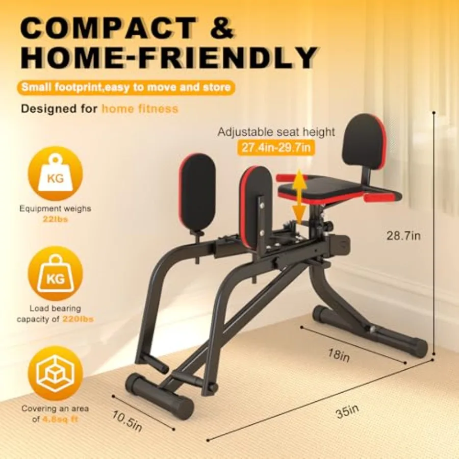 2 in 1 Hip Abductor Adductor Machine for home gym use, steel frame, black finish, space-saving design with adjustable resistanc