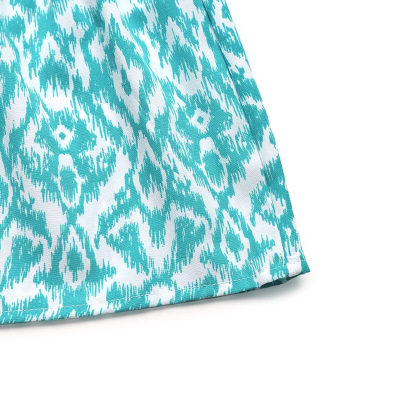 Feminino azul ikat impressão sem mangas babado em camadas mini vestido verão casual festa diária boho moda