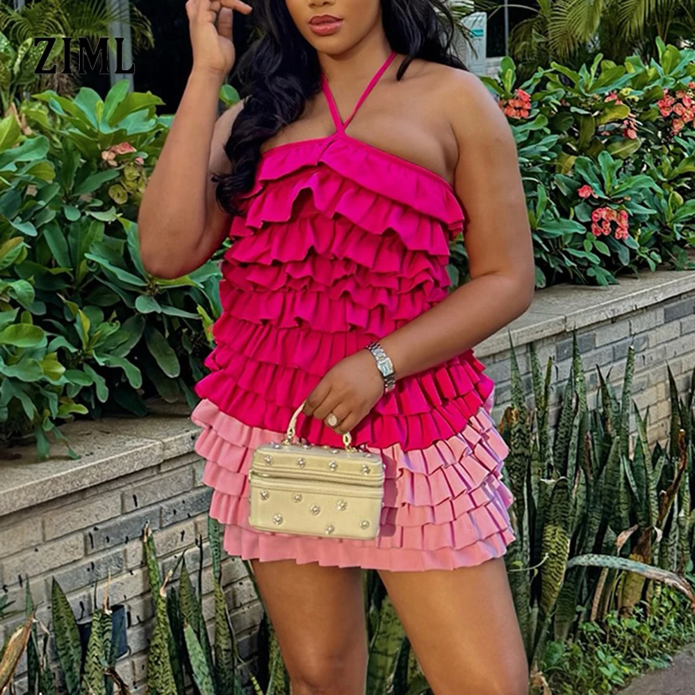 ZIML Design Sense-vestidos adelgazantes de colores para mujer, cuello cuadrado, sin mangas, cintura alta, estilo playero, vestido Sexy para mujer