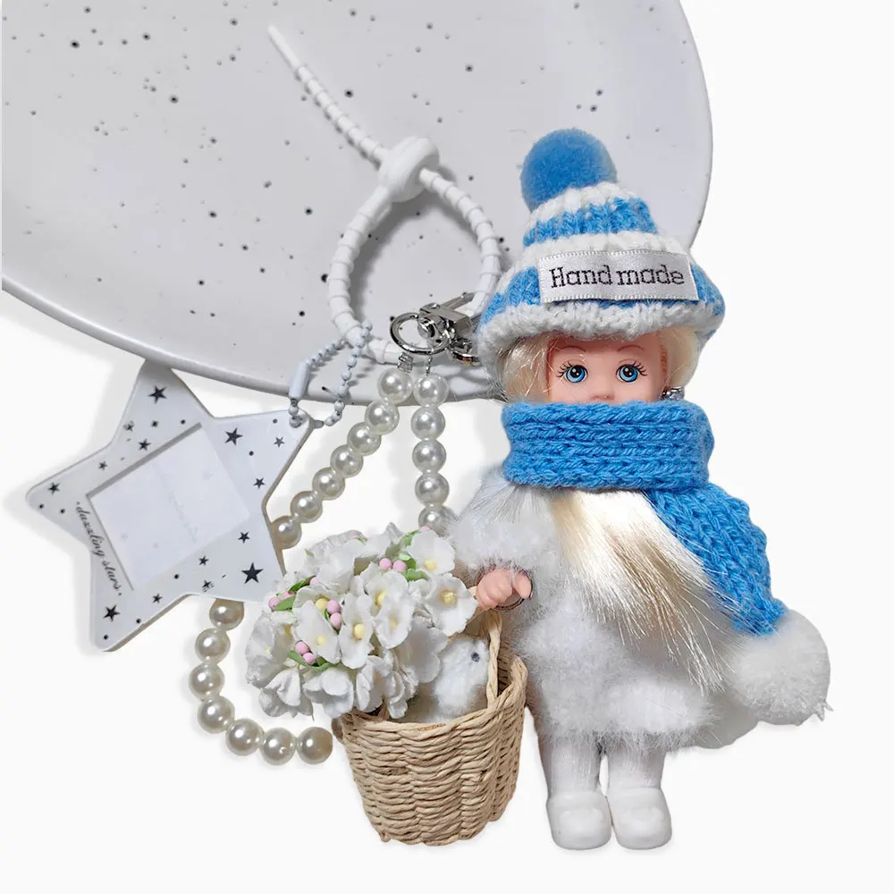 IGNICASE Cute Mini Scarf Doll Doll Keychain Fashionable Personalized Photo Frame Pendant High-end Bag Pendant Bag Accessories