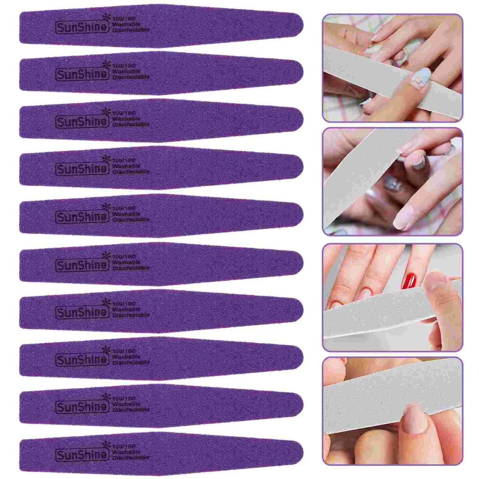 

10 Pcs Nail Gel Polish Sanding Blocks Bar Manicure Purple Toenail File Square Files
