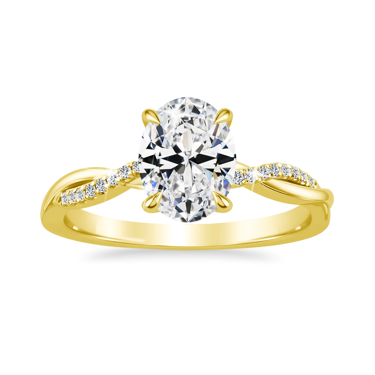 2ct Oval Moissanite Twisted Double Band Stackable Ring Set 14K Gold Filled Romantic 2 Pcs Ring Set for Bridal Engagement Jewelry