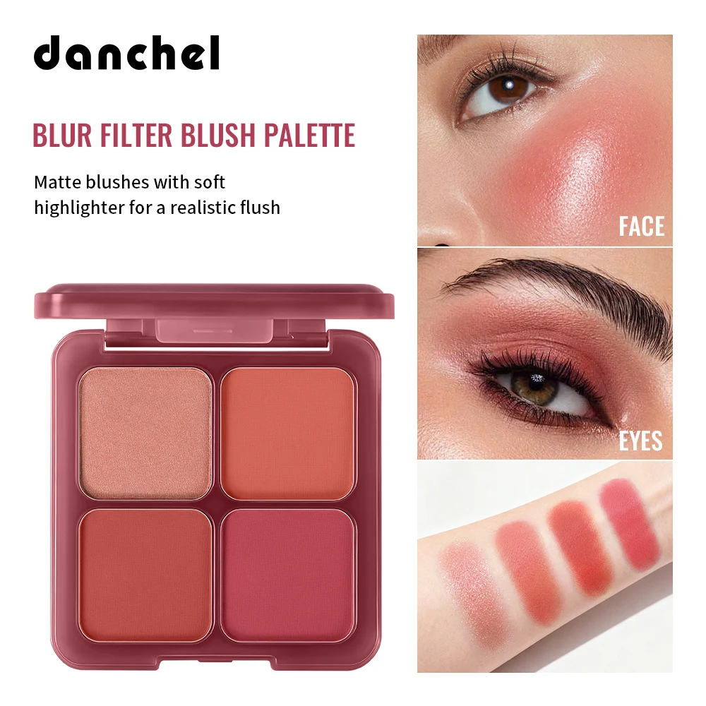 Multi-Use Blur Filter Blush Palette Matte & Pearl Dual Formula Lightweight Smooth & Blendable Rich Pigment High-Shine Blusher