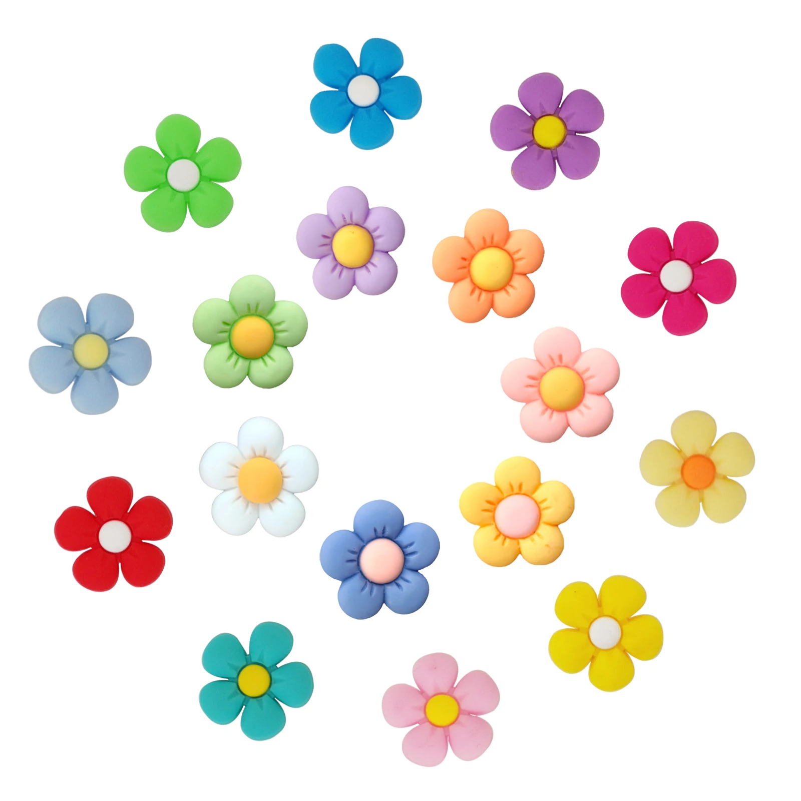 17 Stück Blumen-Serie Schuhanhänger für Sandalen, Strandtaschen, PVC-Schuhdekorationen, Zubehör, DIY-Charms, Premium-Qualität