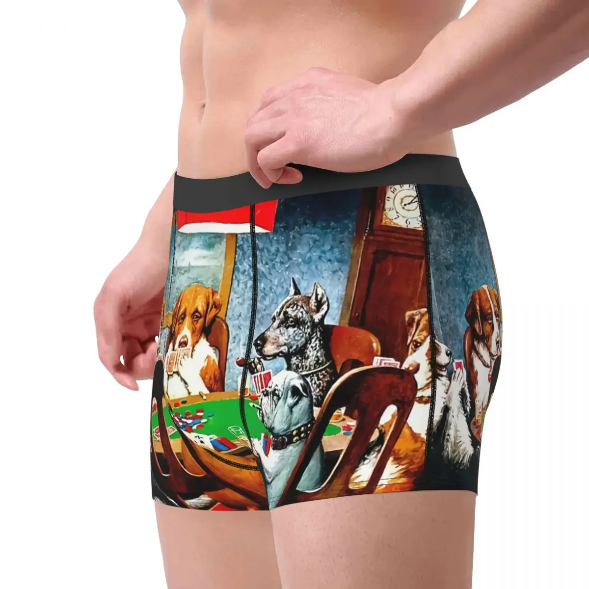 French Bulldog Pet DOGS PLAYING POKER Vintage C M Coolidge Print Underpants Breathbale Panties Male Print Shorts Boxer Briefs