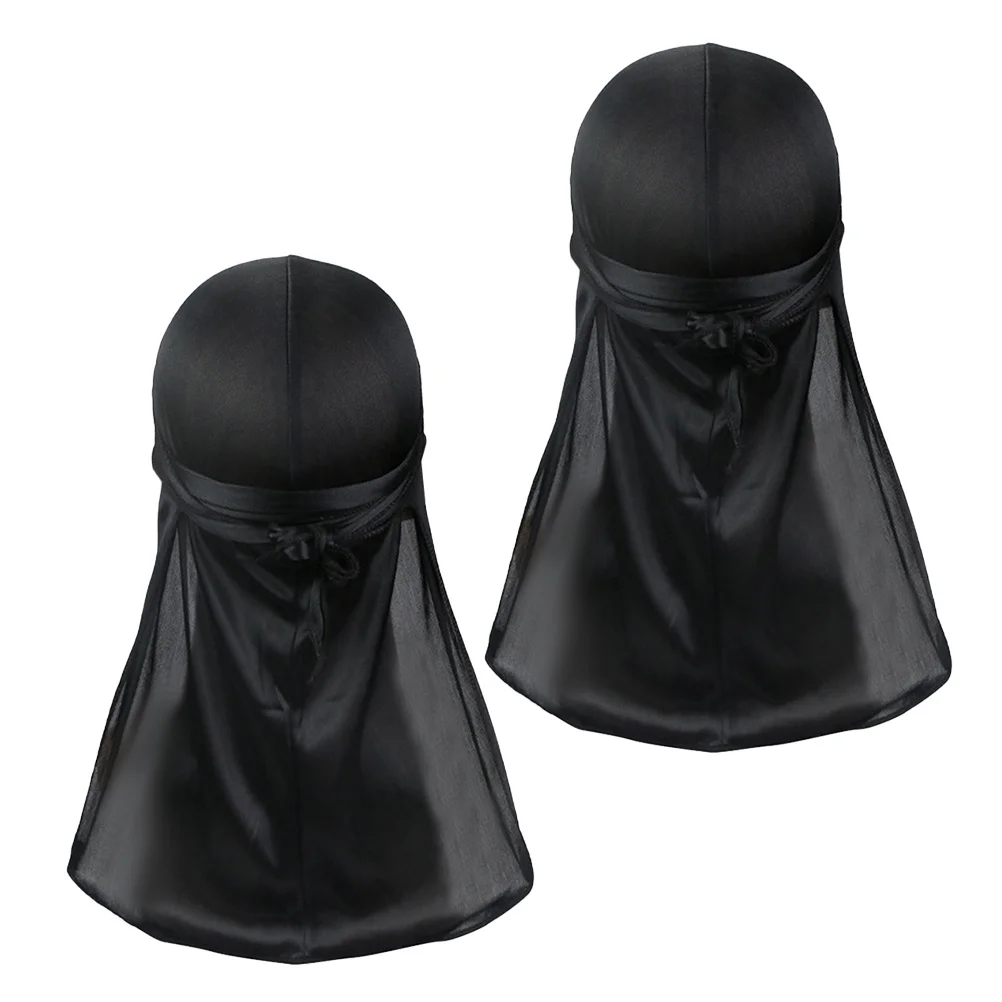 

2Pcs Pirate Bandana Headwraps Soft Elastic Long Tail Durag Breathable Headscarf for Cosplay Costume Party Men Women