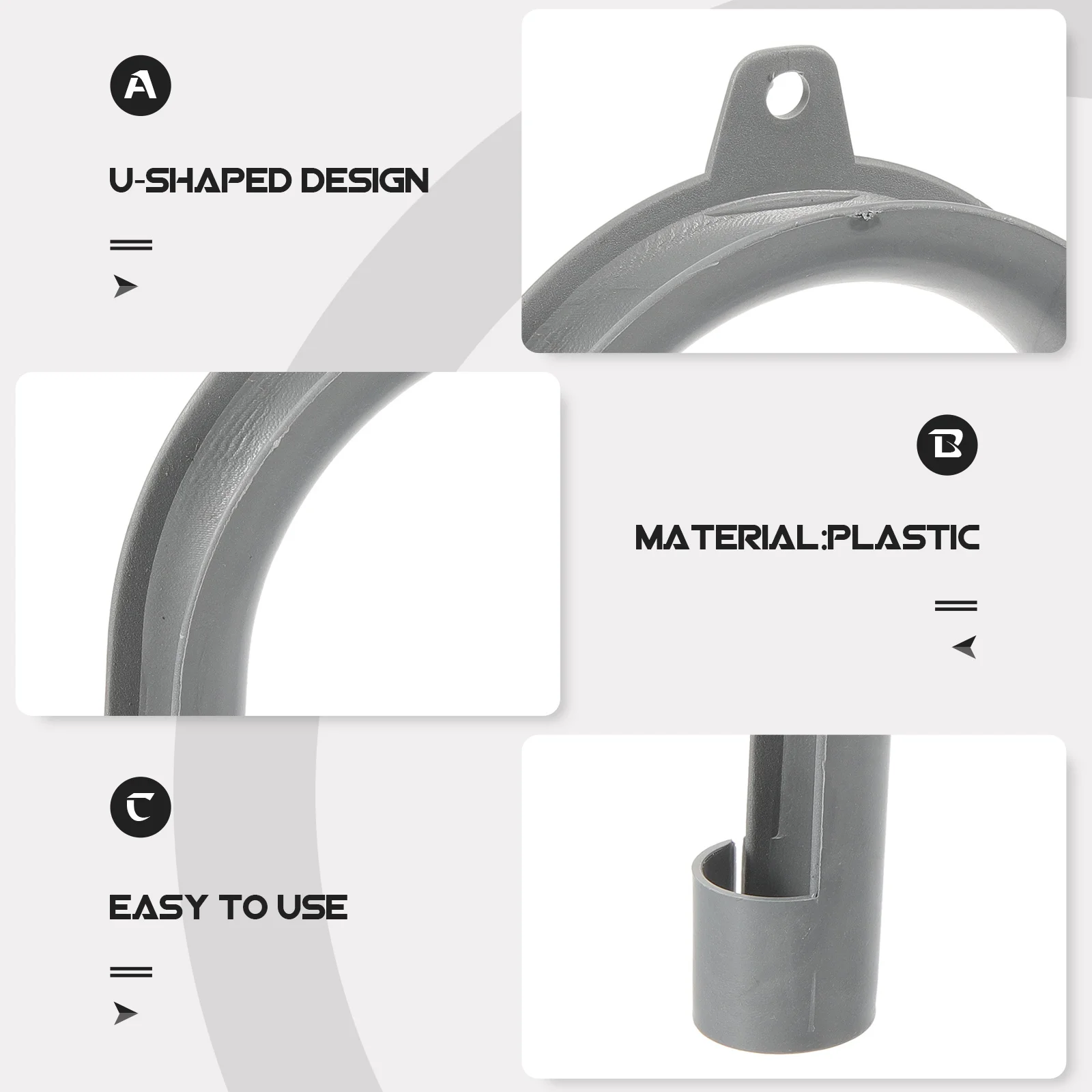 غسالة استنزاف الأنابيب هوك شماعات U على شكل قوس ثابت رقيقة أنبوب خرطوم دليل دائم البلاستيك تنوعا تصميم أداة مجانية #2