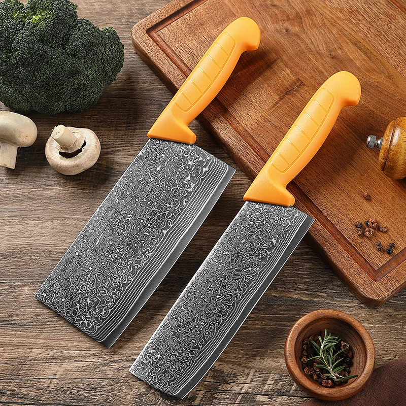 TJ POP 7 Inch Cleaver Knife 67 Layer Damascus Steel Nakiri knife ABS Handle Sharp Meat Cutter Slicing Chef Knifes Kitchen Knives