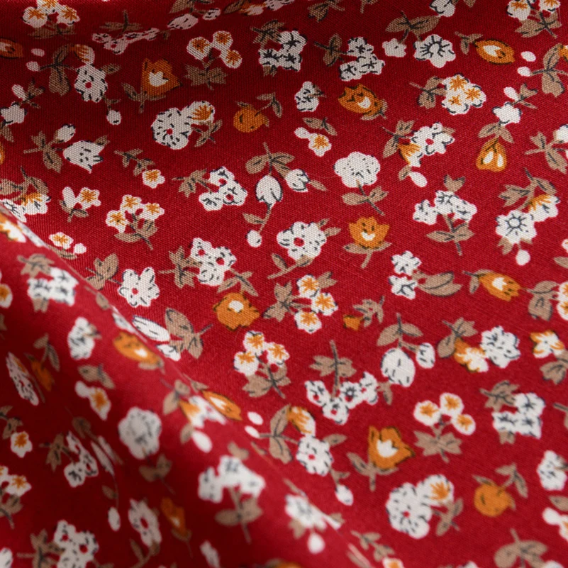 Floral Pastoral Viscose Fabric Dark Color Thin And Light Breathable for Sewing Clothes Rayon by Half Meter